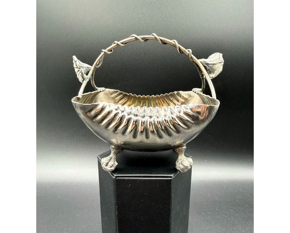Antique Victorian Silver Plated Bride's Basket W/Claw Foot Base